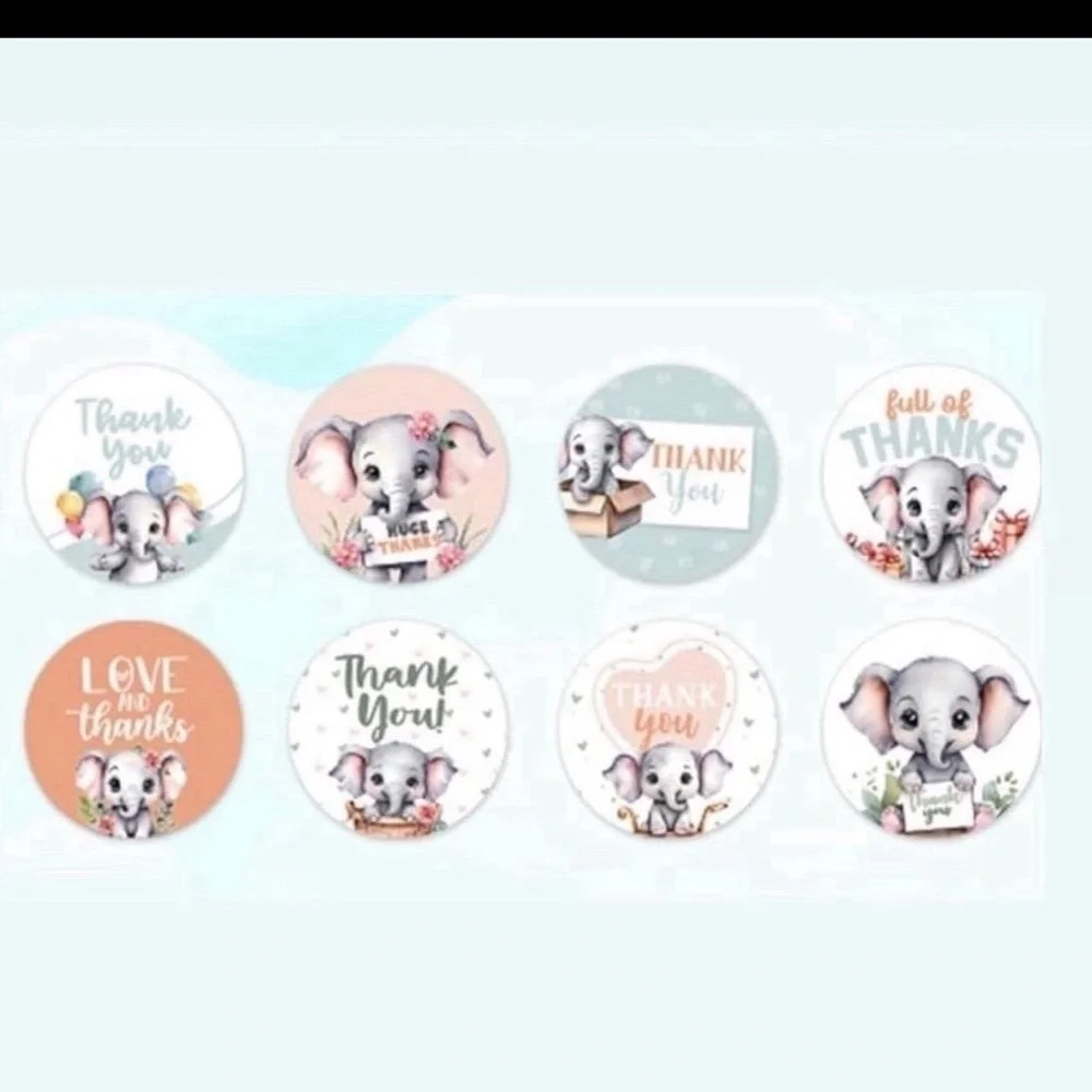 (8) 6x4 Baby Elephant Thank You Cards Assortment